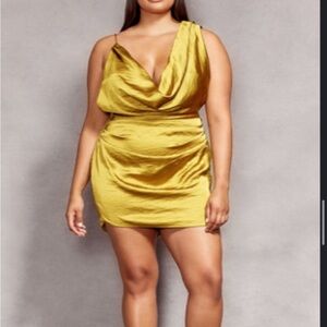 Elegant Gold Draped Dress